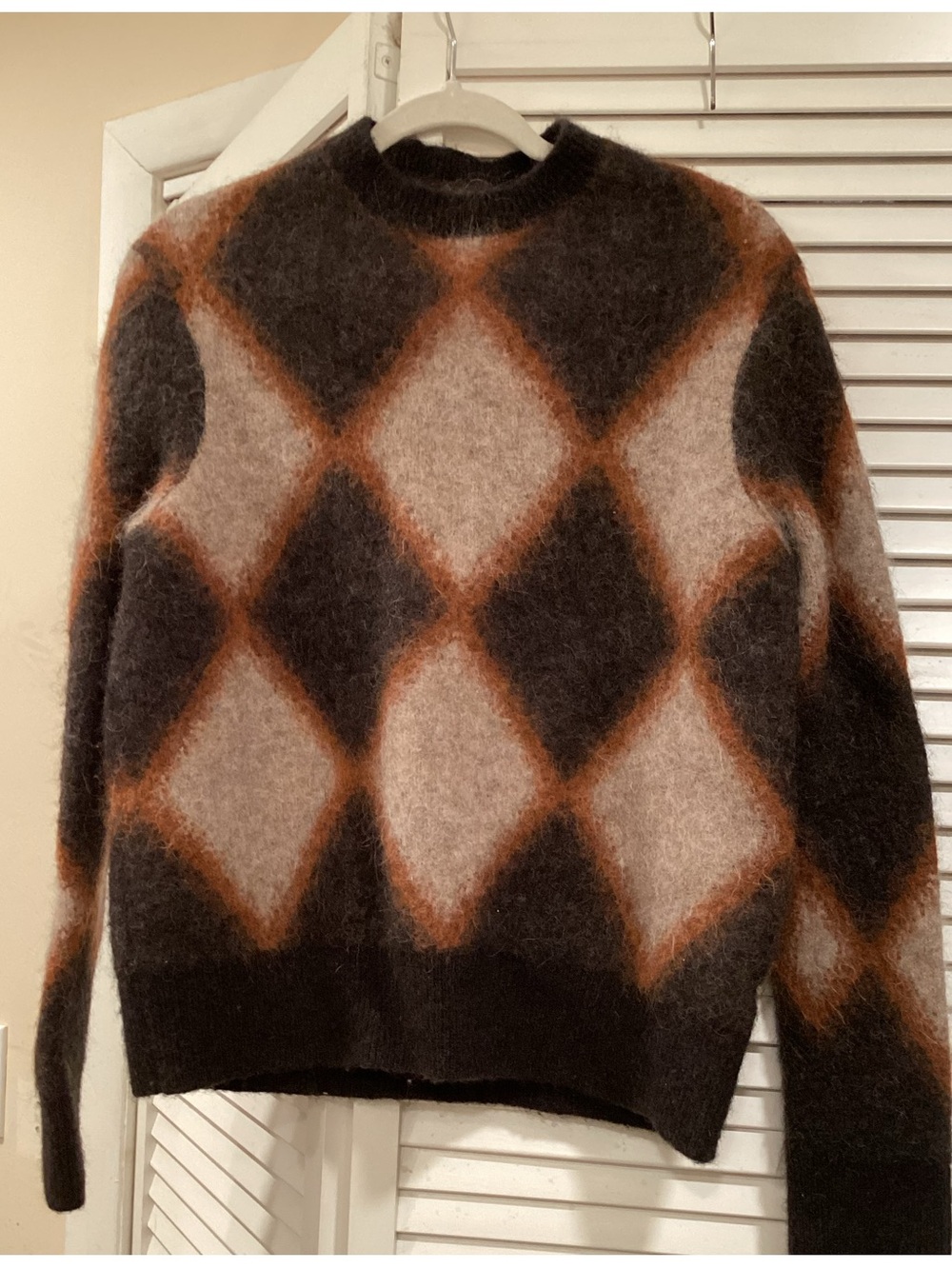 AllSaints Viper Jacquard Wool Crewneck Sweater M Fall Hues - Picture 2 of 13